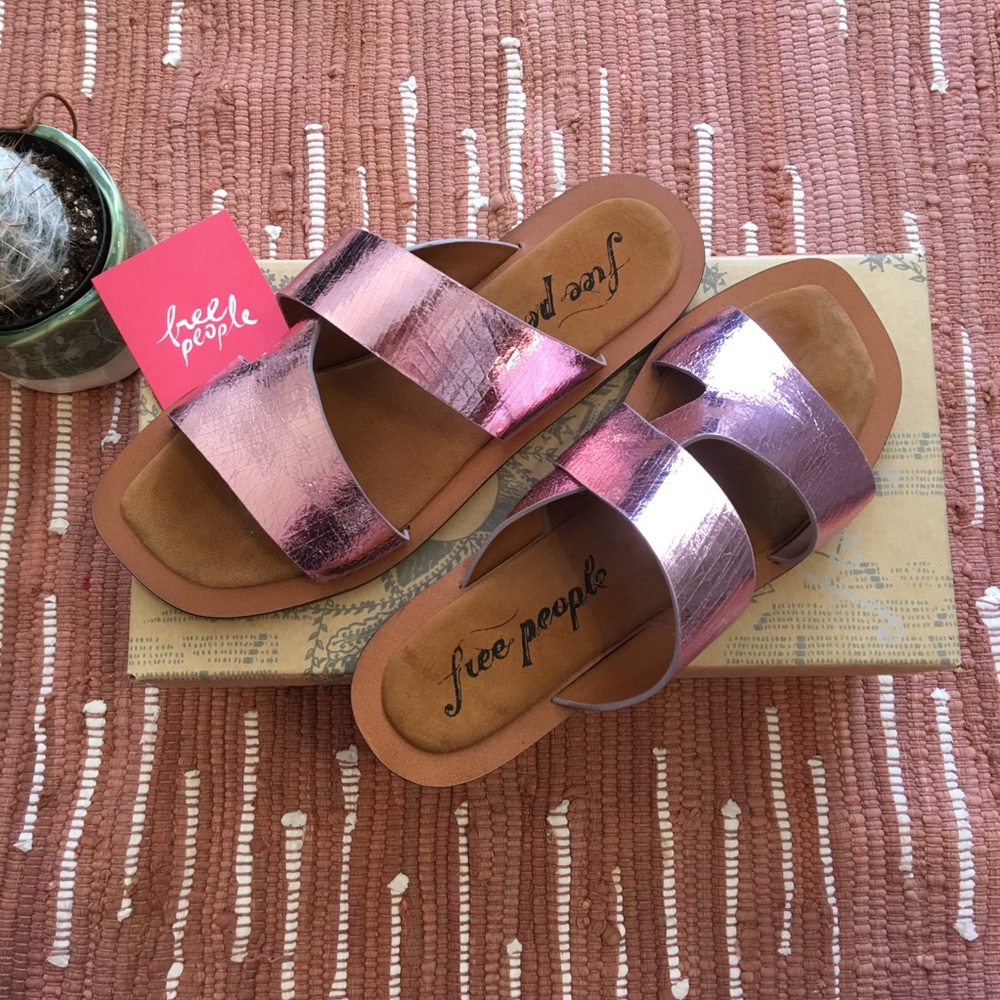 NIB: Free People pink slide sandals — Size 38 (8)